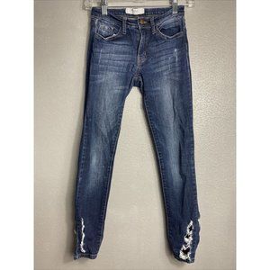 Kancan Buckle Exclusive Signature Ankle Skinny Jean Womens 24 Destressed